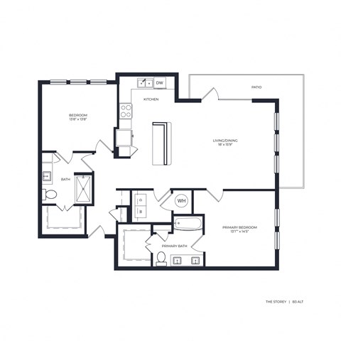 The Storey Apartment Homes in Dallas, Texas Two Bedroom Floor Plan
